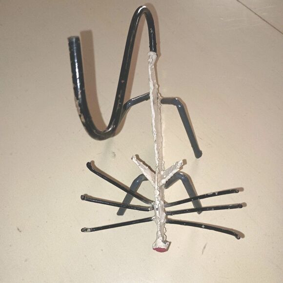 Vintage Metal Cat And Mouse One Of A Kind Handmade Painted Set Folk Art READ - Picture 7 of 12